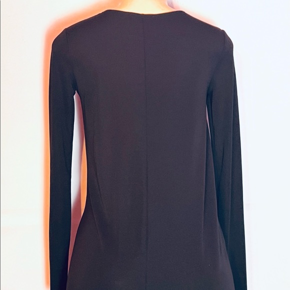 BRAND NEW ZARA BLACK LONG SLEEVE ASYMMETRIC HEM STRETCH DRESS SZ SMALL - Picture 4 of 4
